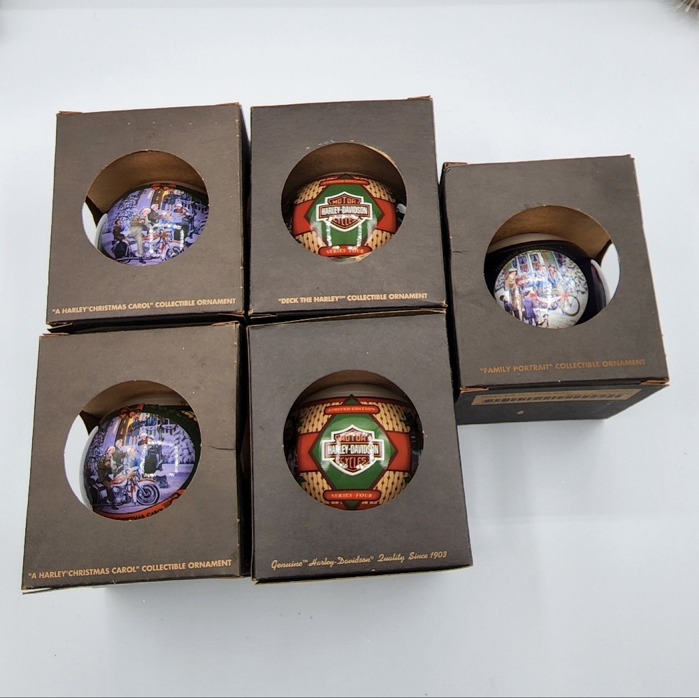 Lot of (5) Harley Davidson Christmas Ornaments